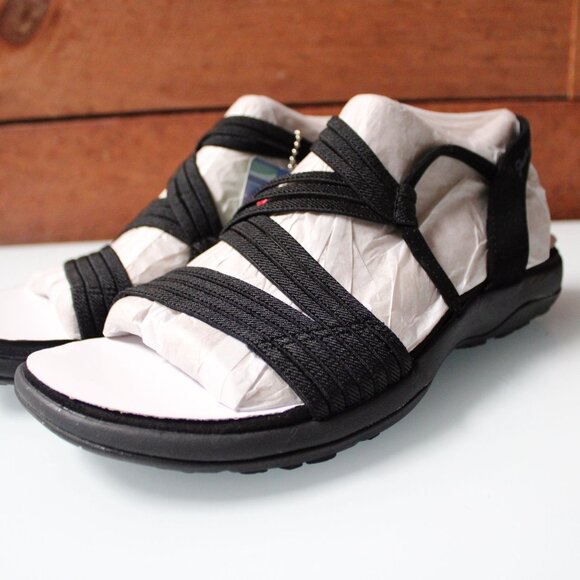 Skechers Sandals Womens Size 8 Stretch Fit Reggae Slim Takes Two Black Shoes NW - Picture 1 of 9